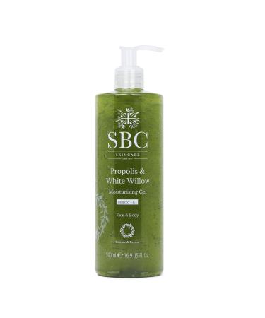 SBC Skincare Propolis & White Willow Moisturising Gel 500ml - Lightweight Face and Body Gel Moisturiser for Sensitive Reactive or Blemish-Prone Skin