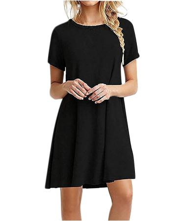 BAGELISE Women's Comfy Swing Tunic Dress - Flowy & Casual Fit Small A1-black - Buy Online on GoSupps.com