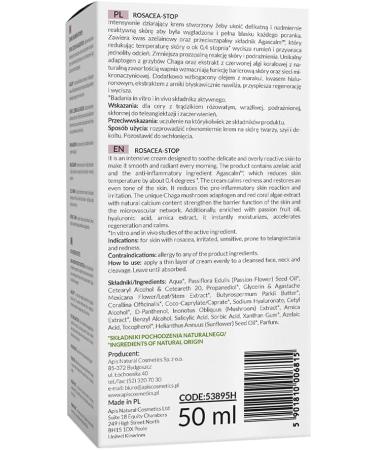 Apis ROSACEA-STOP Soothing Cream Reduces redness Anti-inflammatory Calms erythema Strengthens the complexion Firms Azelaic acid 94% of the ingredients are of natural origin 50 ml - Buy Online on GoSupps.com