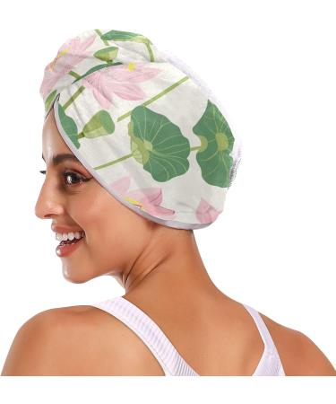 Lotus Flower Leaf Hair Towel 2 Pack | Super Absorbent Quick Dry Hair Turbans for Women & Girls - Buy Online on GoSupps.com