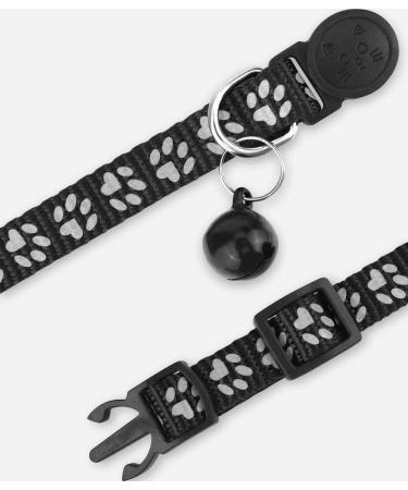 Taglory Reflective Cat Collar - 2 Pack Adjustable Black Collars with Safety Clasp & Bell for Kittens (15-20cm) - Buy Online on GoSupps.com