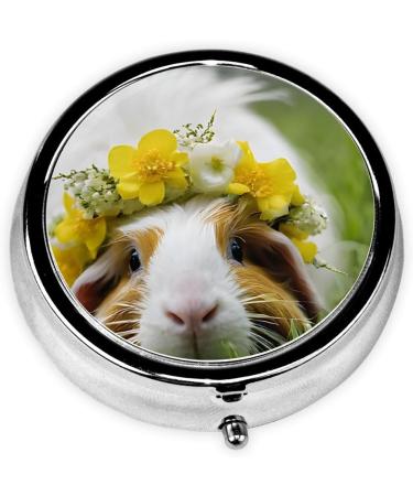 Guinea Pig Round Pill Box | 3 Compartment Mini Decorative Organizer | Portable Travel Medicine Holder & Vitamin Case - Buy Online on GoSupps.com