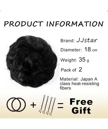 JJstar 2PCS Curly Fake Hair Buns Donut Tousled Updo - Jet Black - Buy Online on GoSupps.com