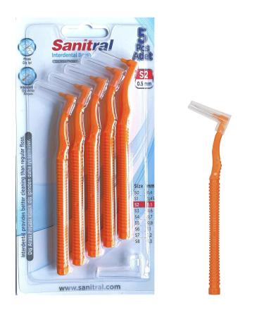 Angle Interdental Brushes (0.5mm -Size 2) Angled Dental Brush for Teeth Cleaning-Excellent Access Between Teeth -Orange