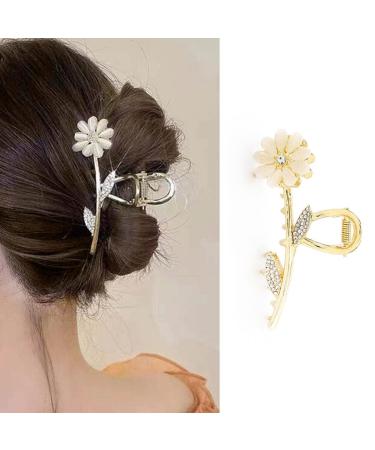 Bohend Large Flower Hair Claw Rhinestone Thick Hair Clip Strong Big Non-Slip Hair Styling Accessories for Women Girls