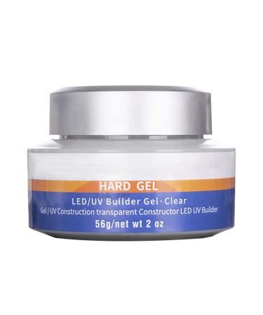 Clear Builder Nail Gel - Builder Gel for Nails UV/LED Nail Base - Hard Gel for Nails Strengthener Nails Extension Nail Art - Use with Nail Forms Solid Builder Gel DIY Manicure