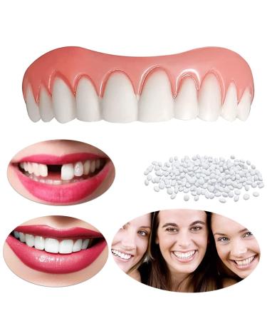 Instant Fake Teeth, Dental Veneers for Temporary Tooth Restoration Repair, Upper and Lower Jaw Veneers Dentures Socket, Denture Repair Kits, Fix Your Smile At Home Within Minutes! (Upper Teeth)
