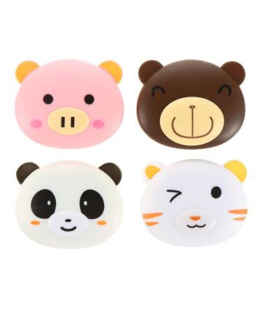 Exceart 4 pieces of contact lens container Storage container for contact lenses eye contact case travel set for contact lenses travel case for contact lenses storage box caricature plastic