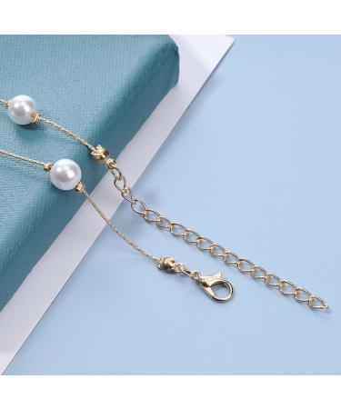 Boho Pearl Choker Necklace | Floating Gold Tiny Pearl Beaded Chain | Bridal Jewelry for Women & Girls - Buy Online on GoSupps.com