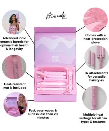 Mermade Hair Style Wand | 3 in 1 Interchangeable Curling Iron for Beach Waves - International Shipping Available - Buy Online on GoSupps.com