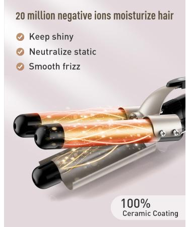 Lockenstab Set 5 in 1 - Curly Bars 3 Barrels for Large Curls Ceramic Curlers with Temperature Adjustment Fast Heating Gloves & Clips - Gold - Buy Online on GoSupps.com