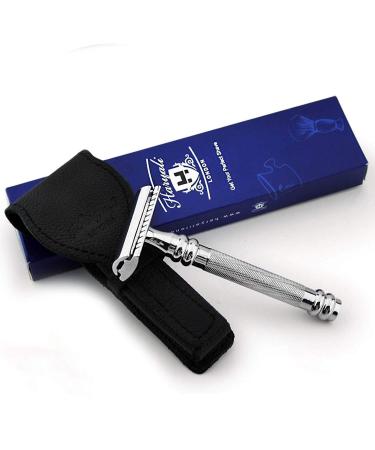 Classic de safety grass knife & cowhide protective cover made of stainless steel perfection for on the goA classic inspired care and shaving must-have-great-like as a gift!