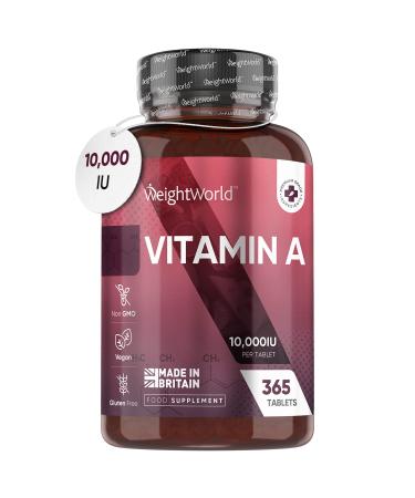 Vitamin A Supplements 10 000IU - 1 Year Supply (365 Vegan Tablets Not Vitamin A Capsules) - 3000 g VIT A Retinol Supplement in Bioavailable Retinyl Acetate Form for Eye & Skin - Made in The UK