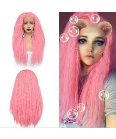 DIDADA 24 Lace Front Wig - Long Curly Red Pink Orange Yellow Blonde Mix - Synthetic Fiber for Women - International Shipping Available - Buy Online on GoSupps.com