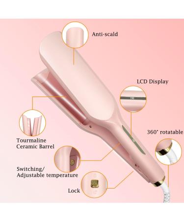 Crimper Curling Iron - 2 Barrel Hair Waver Anti-Scald 1.25" Rapid Heating Curler with 5 Temp Settings for Mid-Length & Long Hair - International Shipping Available - Buy Online on GoSupps.com
