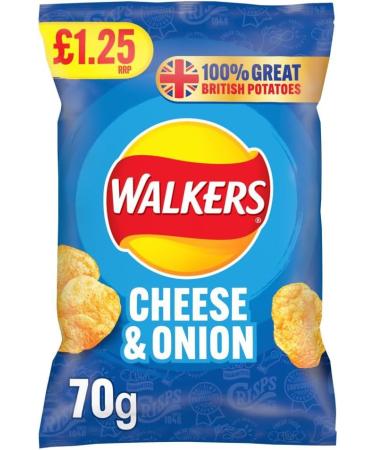 Walkers Cheese & Onion Crisps 70g (Case Of 18) - Buy Online on GoSupps.com