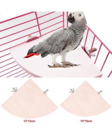 2 Pieces Wooden Fan Shape Bird Cage Perches - Platform Toy for Hamsters & Parrots - International Shipping Available - Buy Online on GoSupps.com