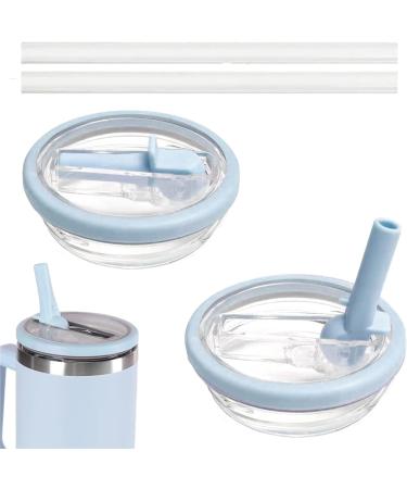 2Pcs 40 Oz Tumbler Flip Straw Lid Replacement Fit for Stanley Quencher Tumbler Reusable Tumbler Cover for Stanley Cup (wathet)
