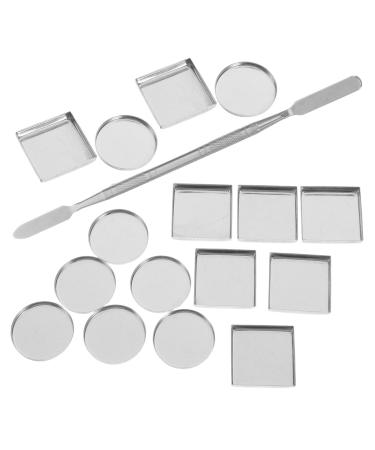 FRCOLOR 31 Pieces DIY Makeup Pans Round Square Iron Pans for Eyeshadow Blush Lipstick with Blending Spatula for Creative
