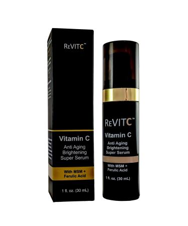 ReVitC Vitamin C Anti-Aging Super Serum for Face and Neck with Hyaluronic Acid MSM Ferulic Acid