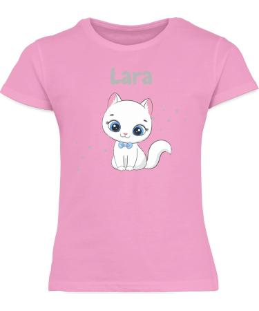 Personalized Gift for Girls - Cute Cat T-Shirt by Shirtracer | Custom Name Design - Pink 164 - Buy Online on GoSupps.com