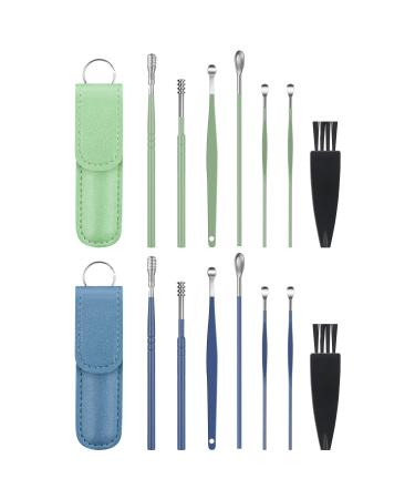 Vicloon Ear Wax Removal Kit 12 Pcs Ear Pick Earwax Removal Tool Ear Cleaning Tool Set Stainless Steel Ear Pick with PU Storage Bag Reusable Ear Cleaner Spring Spiral Earwax Remover for Kids Adults blue-green - Buy Online on GoSupps.com