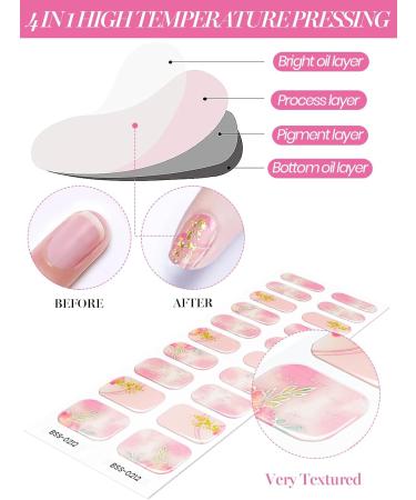 EBANKU 20pcs Nail Wraps Self Adhesive Gel Nail Stickers Nail Gel Polish Sticker Salon-Qulity Nail Strips UV/LED Lamp Required Gel Strips for Nails with Nail File and Stick(Pink Flow) - Buy Online on GoSupps.com