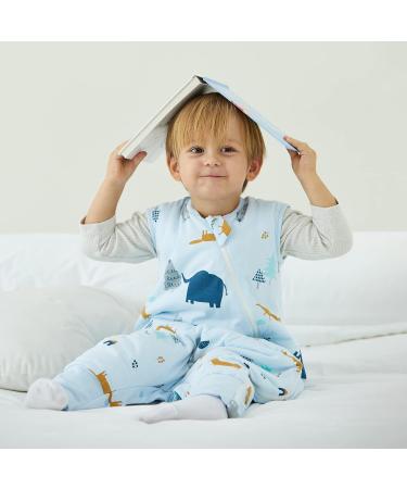 Duomiaomiao Winter Sleeping Bag with Legs 2.5 Tog | Baby Sleeveless Wearable Blanket | Breathable Cotton Toddler Sleeping Bag | Unisex Boys Girls | 85cm (Height: 90-100cm) | New Elephant Forest Design - Buy Online on GoSupps.com