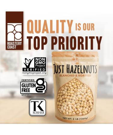 Roastery Coast Blanched Roasted Hazelnuts 3 LB | Unsalted Filberts | Kosher Certified Gluten Free Non-GMO Paleo - Buy Online on GoSupps.com