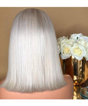 Buy BGHJUE N White Bob Synthetic Wig - 50% Human Hair Short Straight Left Side Parting for Women - International Shipping - Buy Online on GoSupps.com