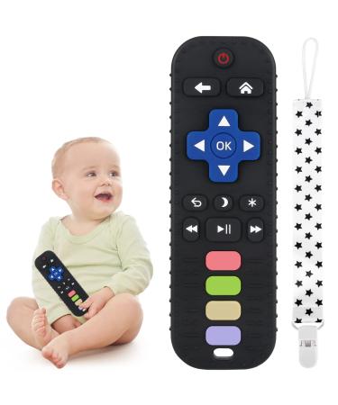 Chuya Baby Teether Toy Chew Toy for Babies 0-24 Months TV Remote Control Shape Teething Relief Baby Toys for Infants (Black)