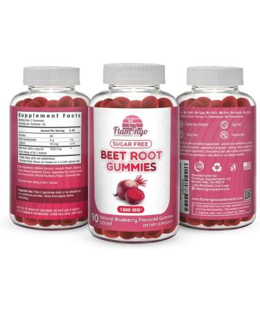 Buy Sugar Free Beet Root Gummies - 1500 mg Nitric Oxide Booster for Energy & Performance - 90 Chewable Beets for Blood Flow & Circulation - Buy Online on GoSupps.com