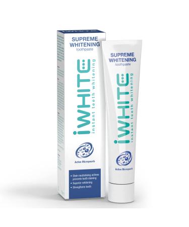 IWHITE SUPREME Whitening toothpaste - active tooth whereabouts - restore tooth enamel - remineralize teeth - strengthens and protects - refreshes the breath - active micropers