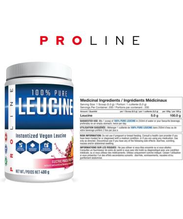 Pro Line 100% Pure Leucine | Instantized Vegan Leucine | 5 Grams of Instantized Vegan Leucine for Protein Synthesis & Recovery | 55 Servings Per Container 400G (Electric Punch) - Buy Online on GoSupps.com
