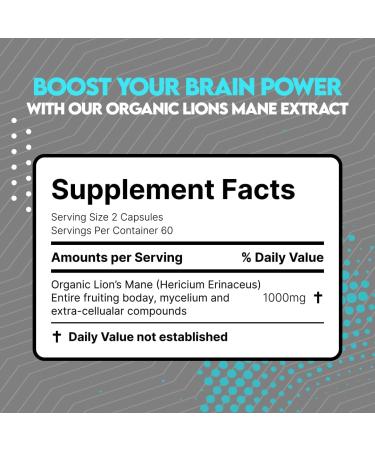 UTOYA Lions Mane Supplement Capsules - Gluten Free/Vegan Mushroom Supplements for Brain Power Stress Relief Mental Clarity and Calm - Non- GMO Immune Support Supplements - 120 Capsules - Buy Online on GoSupps.com