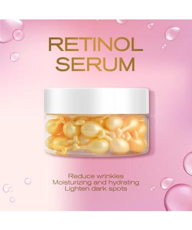 Retinol Face Serum Anti-Aging Hydrating Repairing Facial Serum Capsules with Retinol & Hyaluronic Reduces Fine Lines & Wrinkles & Nourishes Skin for Men & Women - Buy Online on GoSupps.com