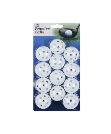 Intech Practice Golf Balls with Holes, Perforated, Limited Flight Plastic Golf Balls for Indoor and Backyard Fun (Assorted Colors) White