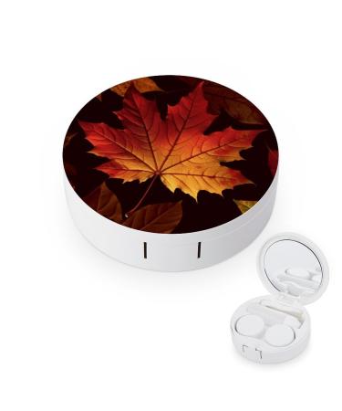 Contact Lens Case Fall Autumn Leaves Print Plastic Contact Lens Case contact Lens Care Box ontact Lens Travel Box