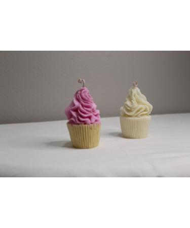 Set of 2 Handmade Cupcake Candles - Natural Soy Wax Birthday Cake Candle Gift for Women - White - Buy Online on GoSupps.com