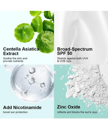 Sun Cream SPF 50+ Nicotinamide Centella Sunscreen Waterproof SPF 50 Face Moisturiser Refreshing & No Greasy Sunscreen UV Defense For All Skin Types Sun Lotion Suncream For Travel Natural Sunblock 60ml - Buy Online on GoSupps.com