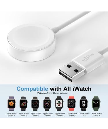 2Pack 6.6ft Apple Watch Charger | Fast Wireless Magnetic Charging Cable for Apple Watch Series 8/7/6/5/4/3/2/1/SE - White - Buy Online on GoSupps.com