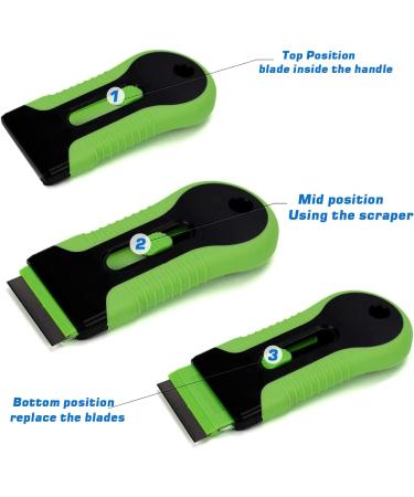 2PCS Razor Blade Scraper Set with 30 Extra Blades - Glass Cooktop, Paint, Window Decal, Car Sticker Remover - Green - Buy Online on GoSupps.com