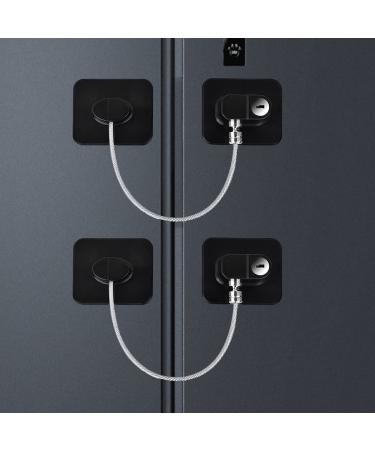 KIZZHISI Child Safety Locks (2 Pack),Refrigerator Lock with Keys,for Fridge, Cabinets, Drawers, Dishwasher, Toilet and Child Safety Cabinet Lock, 3M Adhesive No Drilling (Black) Black 2pcs
