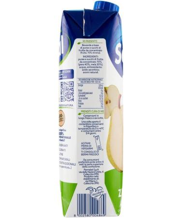 Parmalat Santal Fruit Juice Sweet Pear by Nature Zero Added Zucchini Jus de fruits No Added Sugar Tetrapack 1000 ml - Buy Online on GoSupps.com