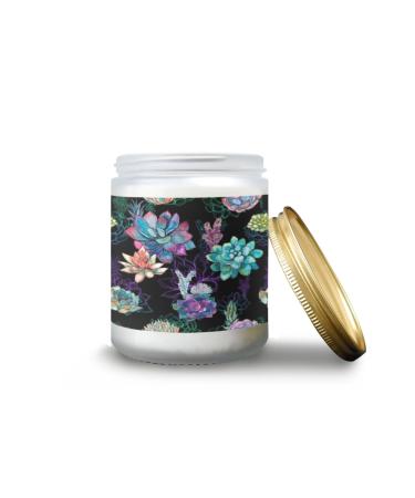 Lavender Candles for Home Scented Aromatherapy Jar Candles 7 oz Long Lasting Candles Scented Candles Gift Set for Women Perfect for Birthday Gifts Succulents on Black Background