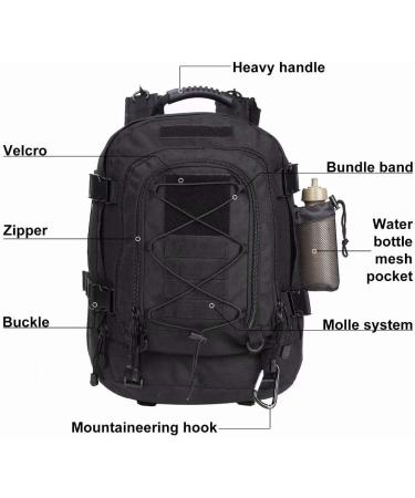 Army PANS Large Military Tactical Travel Backpack for Men - Black | Ideal for Work, School, Camping, Hunting, Hiking - Buy Online on GoSupps.com