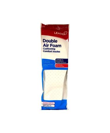 Leader Double Air Foam Cushioning Comfort Insoles Unisex - Extra Thick Dual Layer Keeps Feet Cool and Dry Men Women One Size Fits Most 1 Pair - Pack of 4 4 Double Air Foam