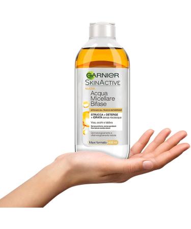  Garnier Garnier SkinActive Two-Phase Micellar Water for Makeup Impermeable Make-Up Remover Moisturizing Cleanser without Rinsing for Face Eyes Lips with Fragrance-free Formula - 2 x 400ml Bottles - Buy Online on GoSupps.com