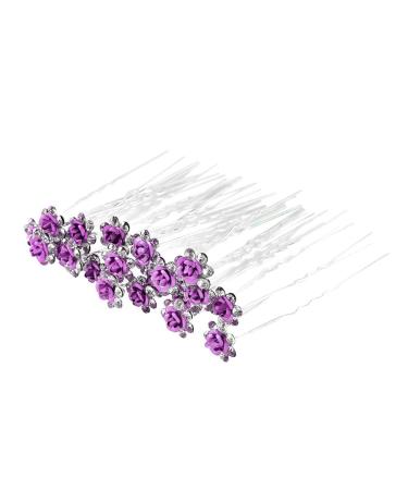 40pcs Rhinestone Rose Flower Hair Pins & 6pcs Pearl Twist Headpiece Set in Gift Box - Purple Bridal Wedding Accessories for Women and Bridesmaids | inSowni - Buy Online on GoSupps.com