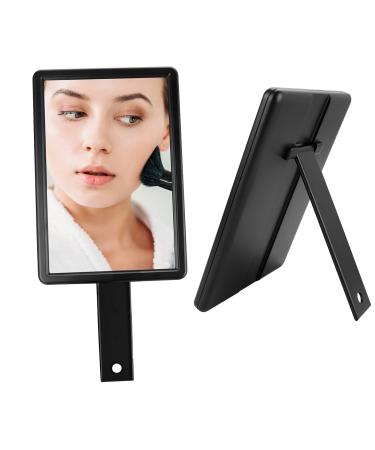N A Handheld Hand Mirror for Salon  Barbershops  Self Haircut  Hairdressing & Makeup  Vanity Cosmetic Travel Mirror with Handle - Portable & Compact - Black